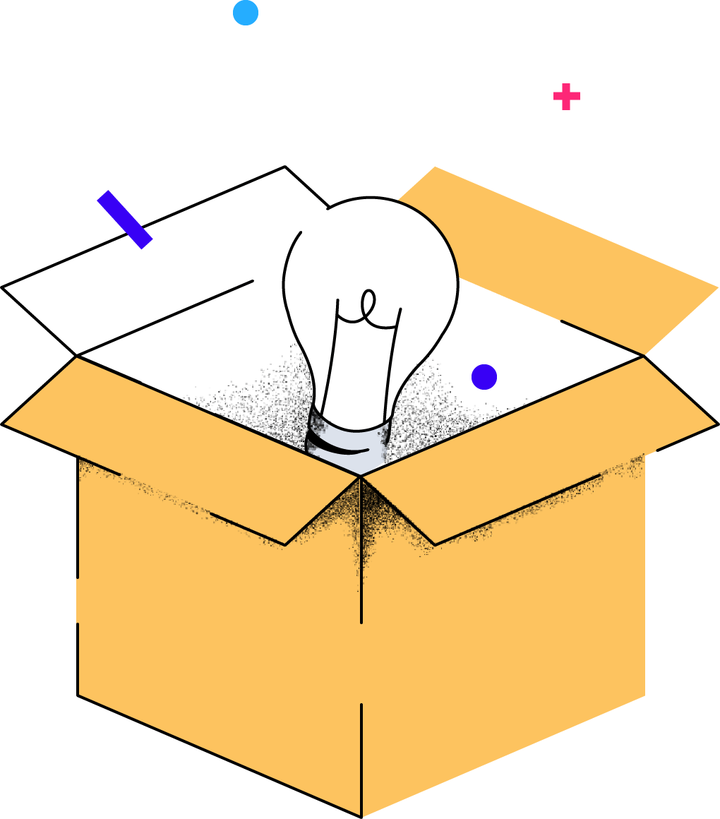 shipping box with lightbulb